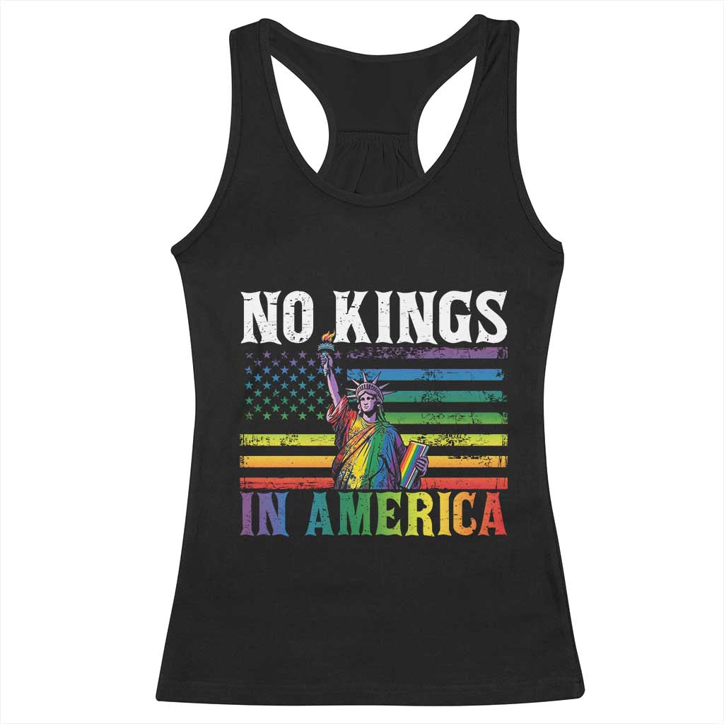 No Kings In America LGBT Pride Racerback Tank Top Anti Authoritarian Political