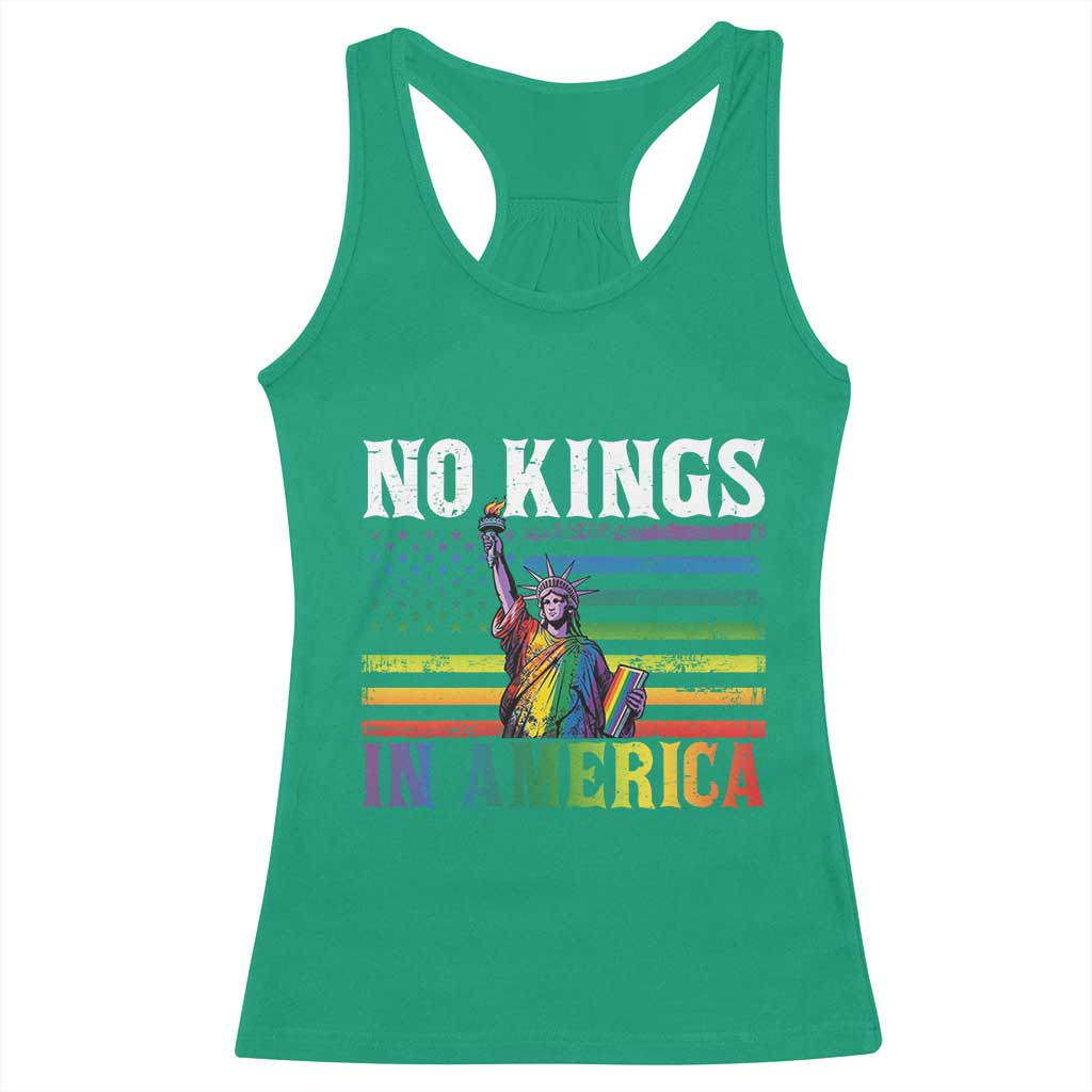 No Kings In America LGBT Pride Racerback Tank Top Anti Authoritarian Political