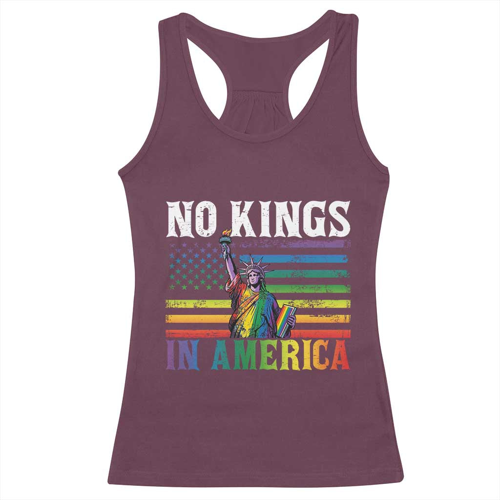 No Kings In America LGBT Pride Racerback Tank Top Anti Authoritarian Political