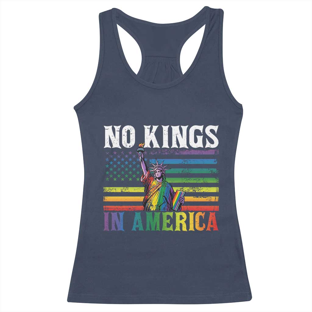 No Kings In America LGBT Pride Racerback Tank Top Anti Authoritarian Political