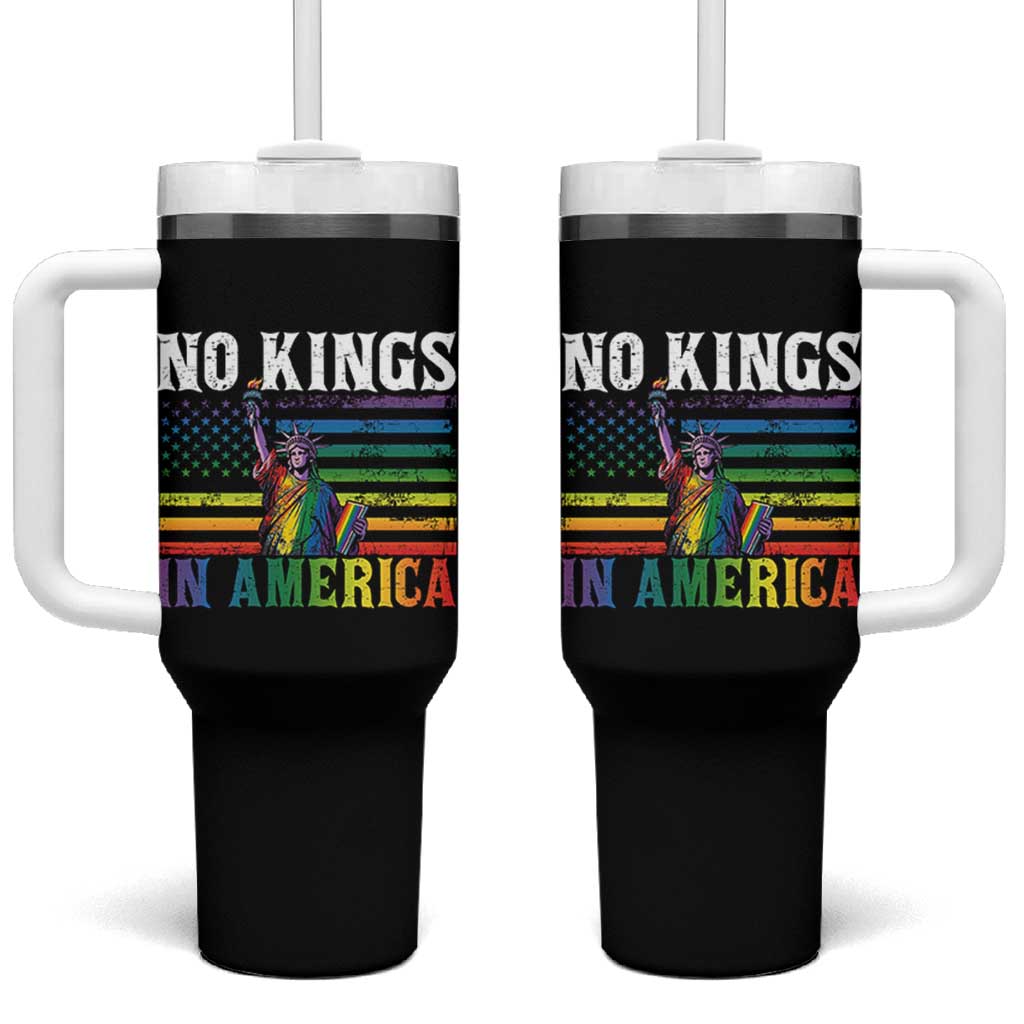 No Kings In America LGBT Pride Tumbler With Handle Anti Authoritarian Political