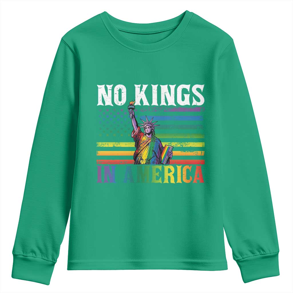 No Kings In America LGBT Pride Youth Sweatshirt Anti Authoritarian Political