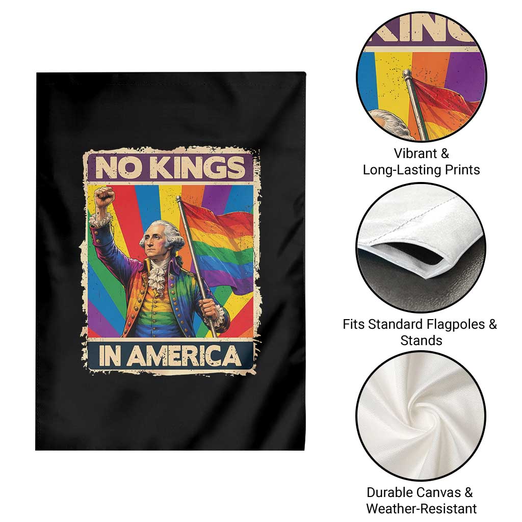 Funny Patriotic LGBT Graphic Garden Flag No Kings In America