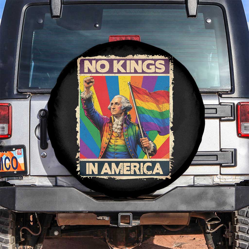 Funny Patriotic LGBT Graphic Spare Tire Cover No Kings In America