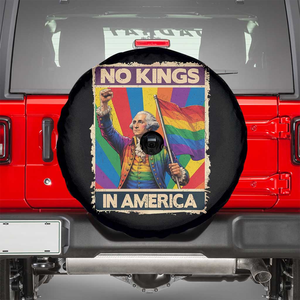 Funny Patriotic LGBT Graphic Spare Tire Cover No Kings In America