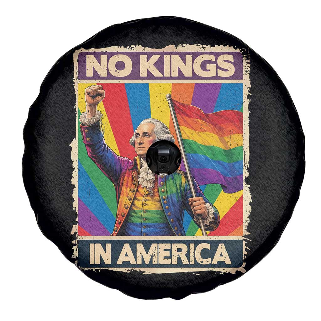 Funny Patriotic LGBT Graphic Spare Tire Cover No Kings In America