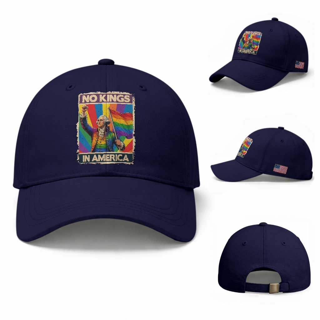 Funny Patriotic LGBT Graphic Baseball Cap No Kings In America