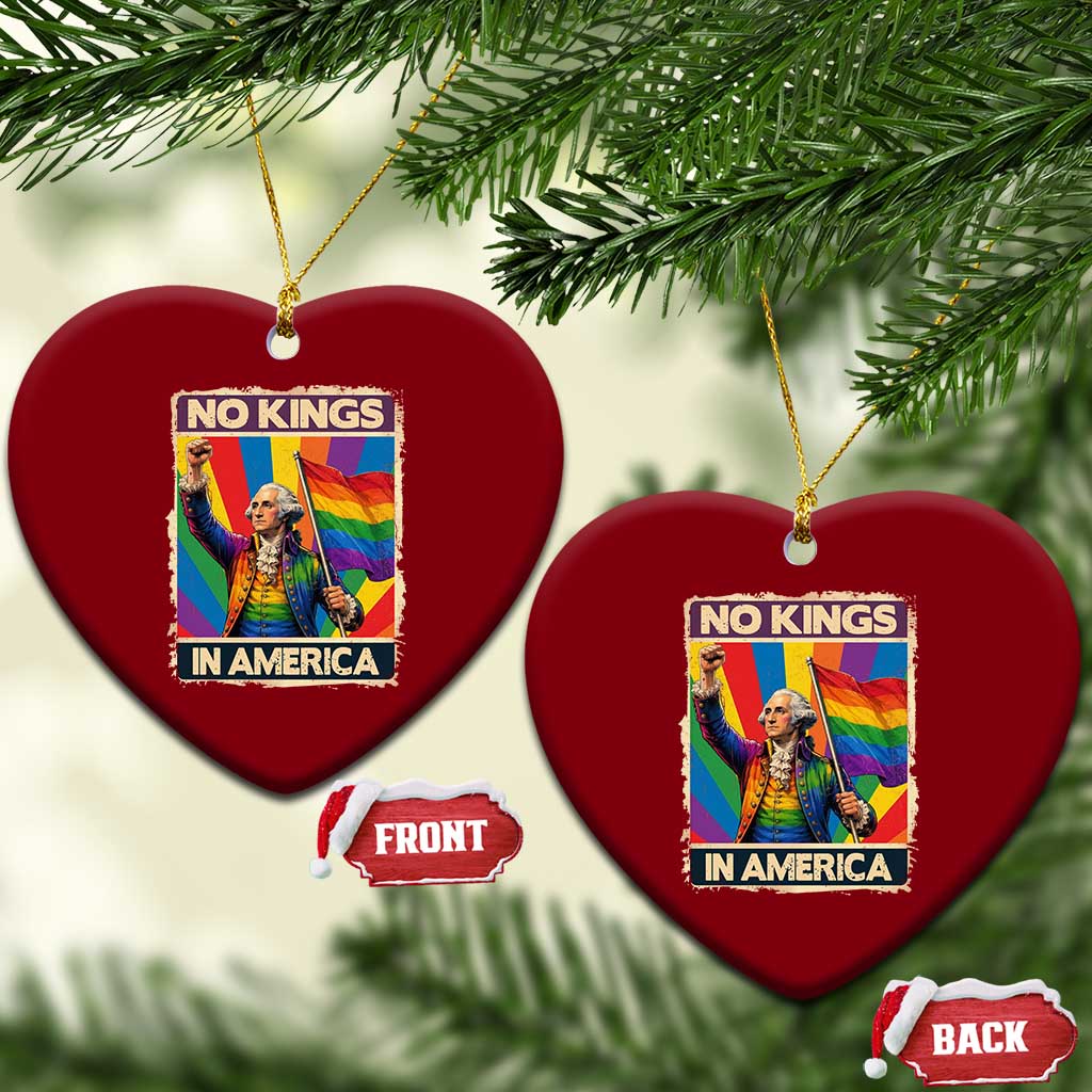 Funny Patriotic LGBT Graphic Ceramic Ornament No Kings In America