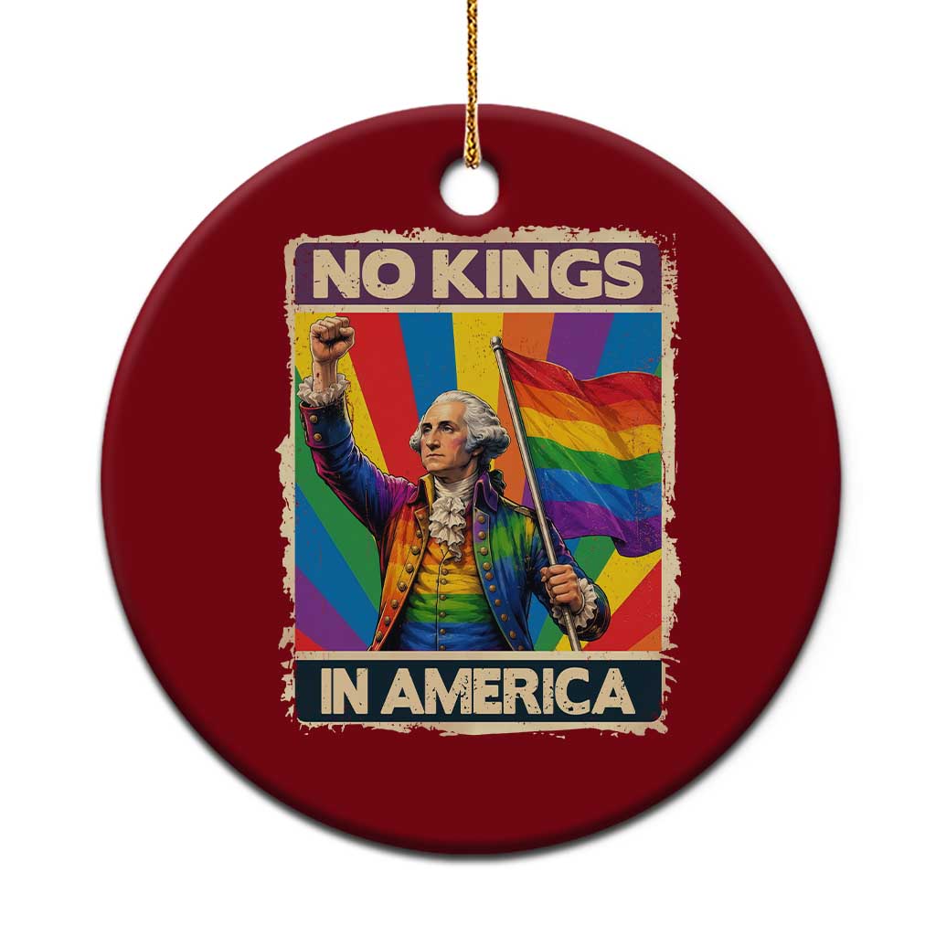 Funny Patriotic LGBT Graphic Ceramic Ornament No Kings In America
