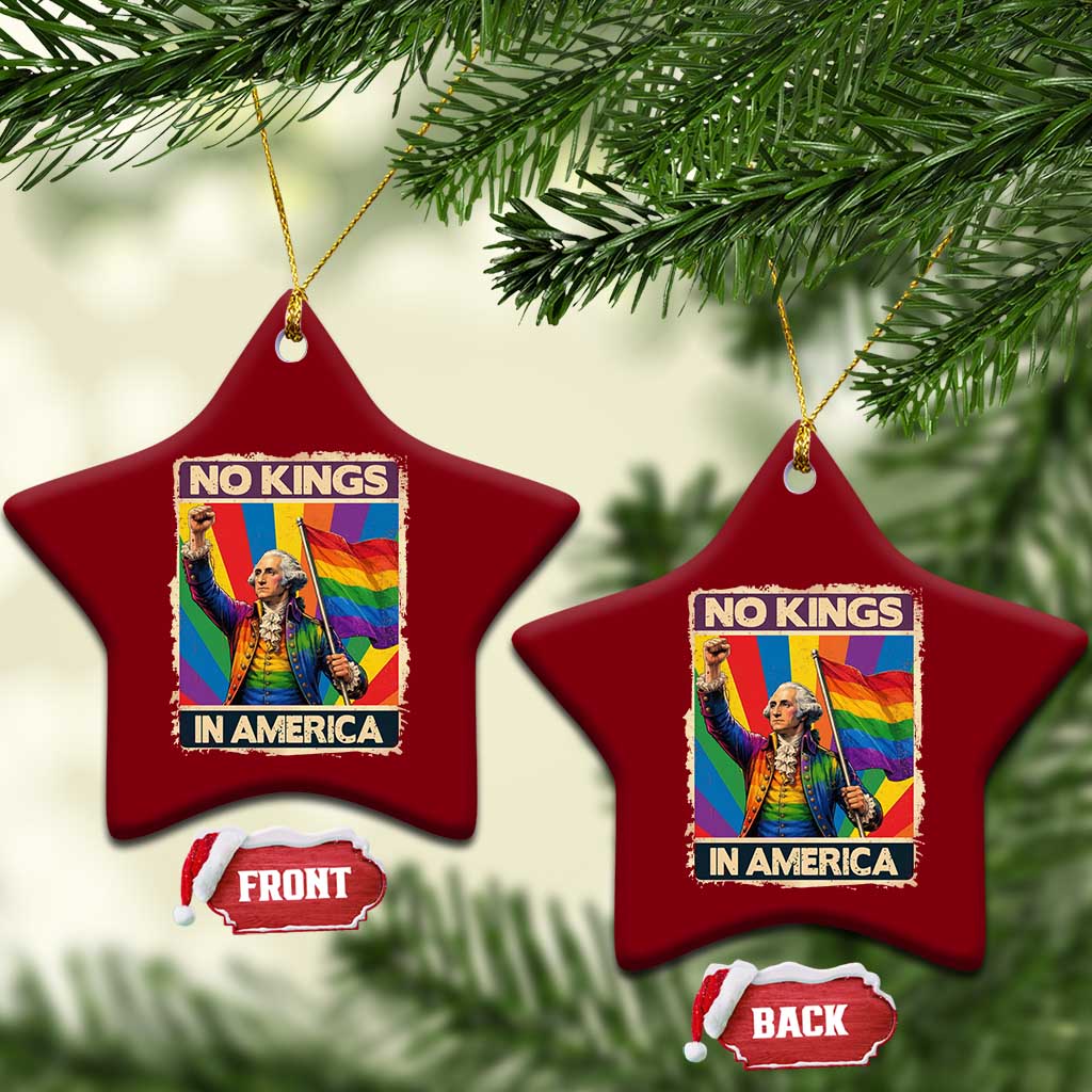 Funny Patriotic LGBT Graphic Ceramic Ornament No Kings In America