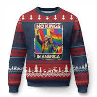 Funny Patriotic LGBT Graphic Ugly Christmas Sweater No Kings In America