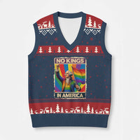 Funny Patriotic LGBT Graphic V-Neck Knit Sweater Vest No Kings In America
