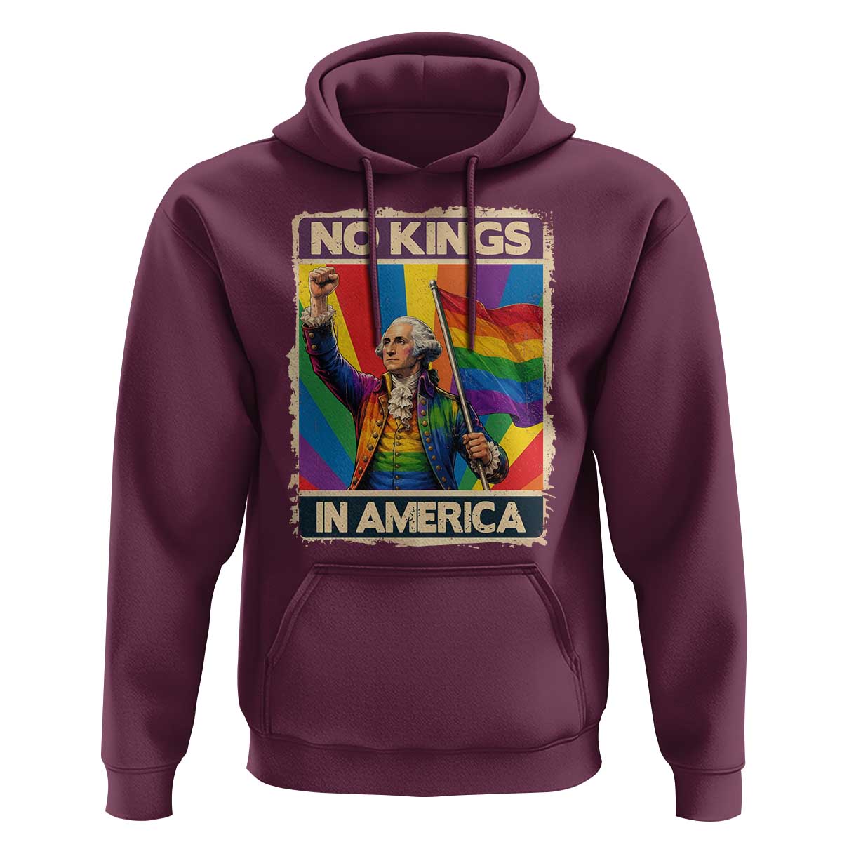 Funny Patriotic LGBT Graphic Hoodie No Kings In America