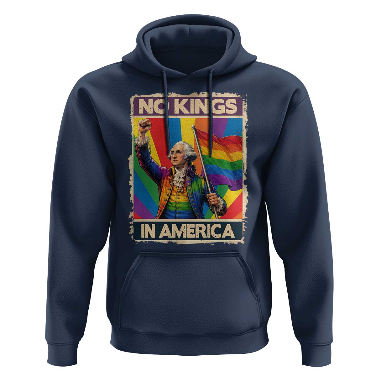 Funny Patriotic LGBT Graphic Hoodie No Kings In America