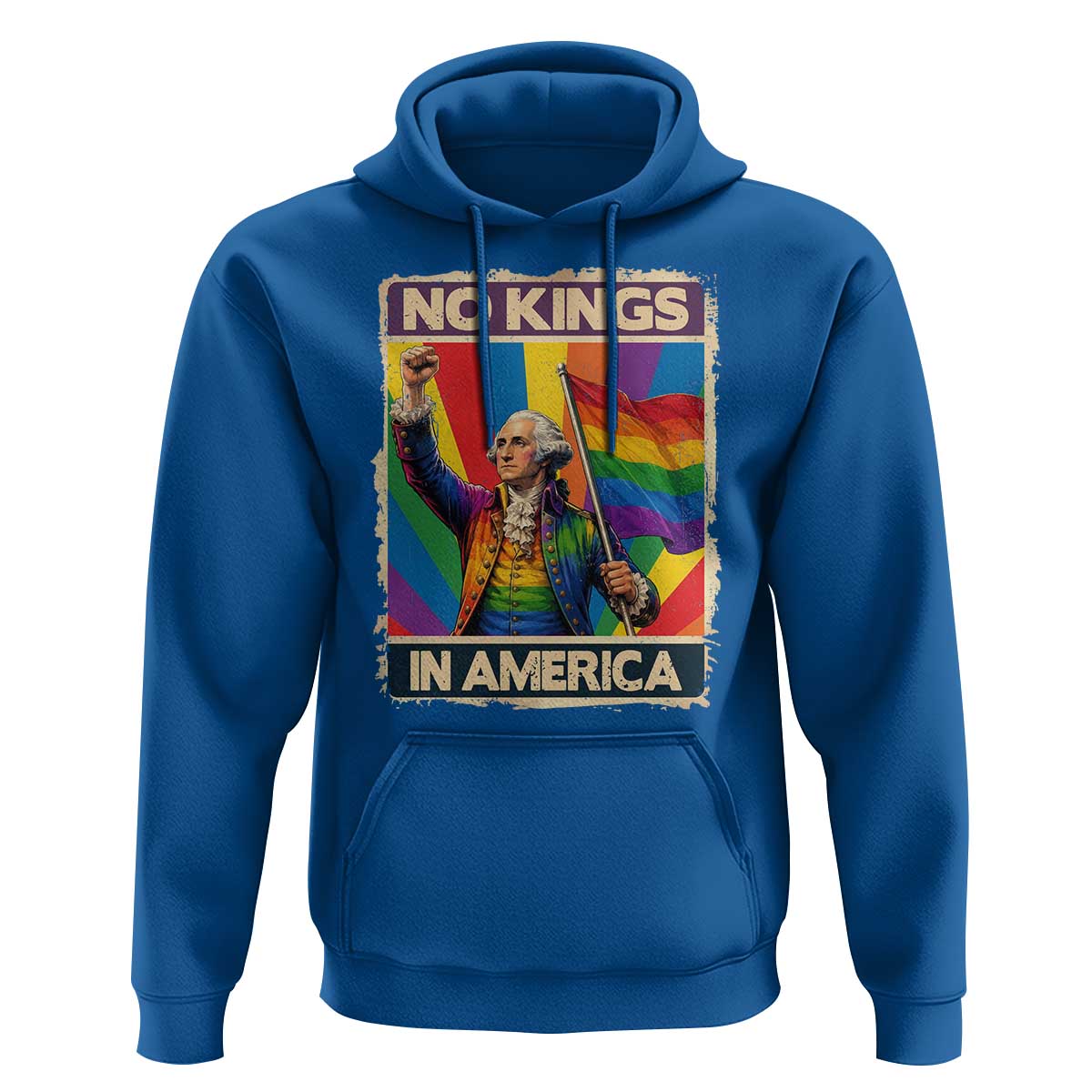 Funny Patriotic LGBT Graphic Hoodie No Kings In America