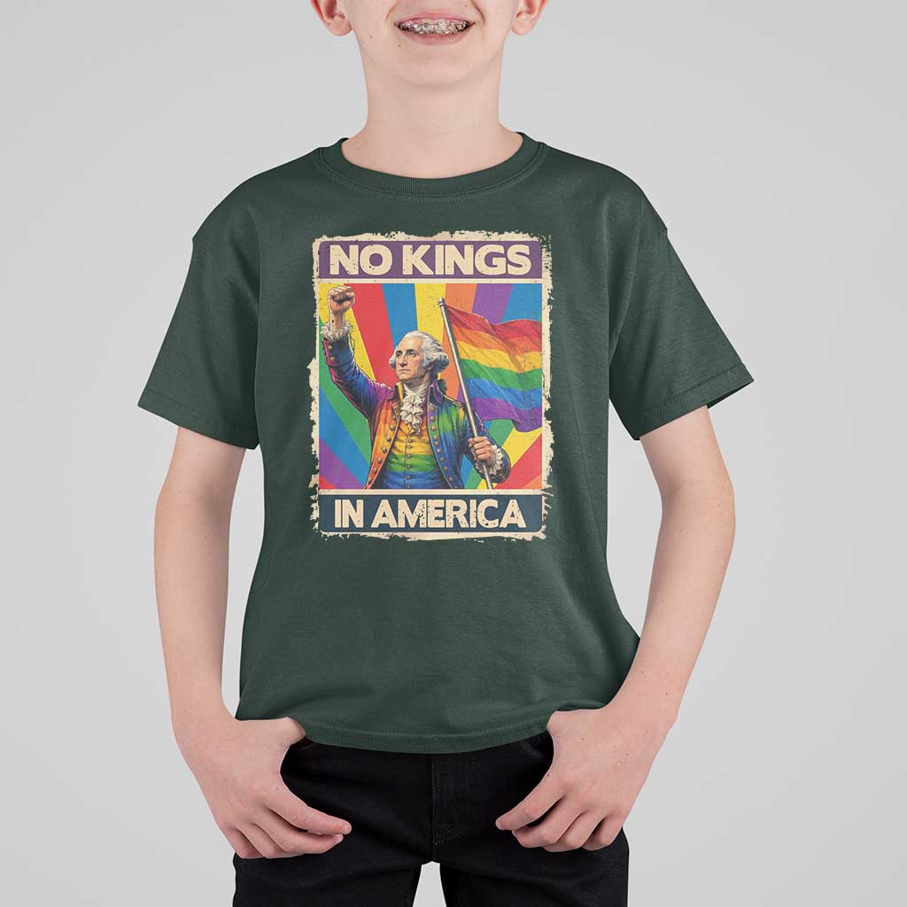 Funny Patriotic LGBT Graphic T Shirt For Kid No Kings In America