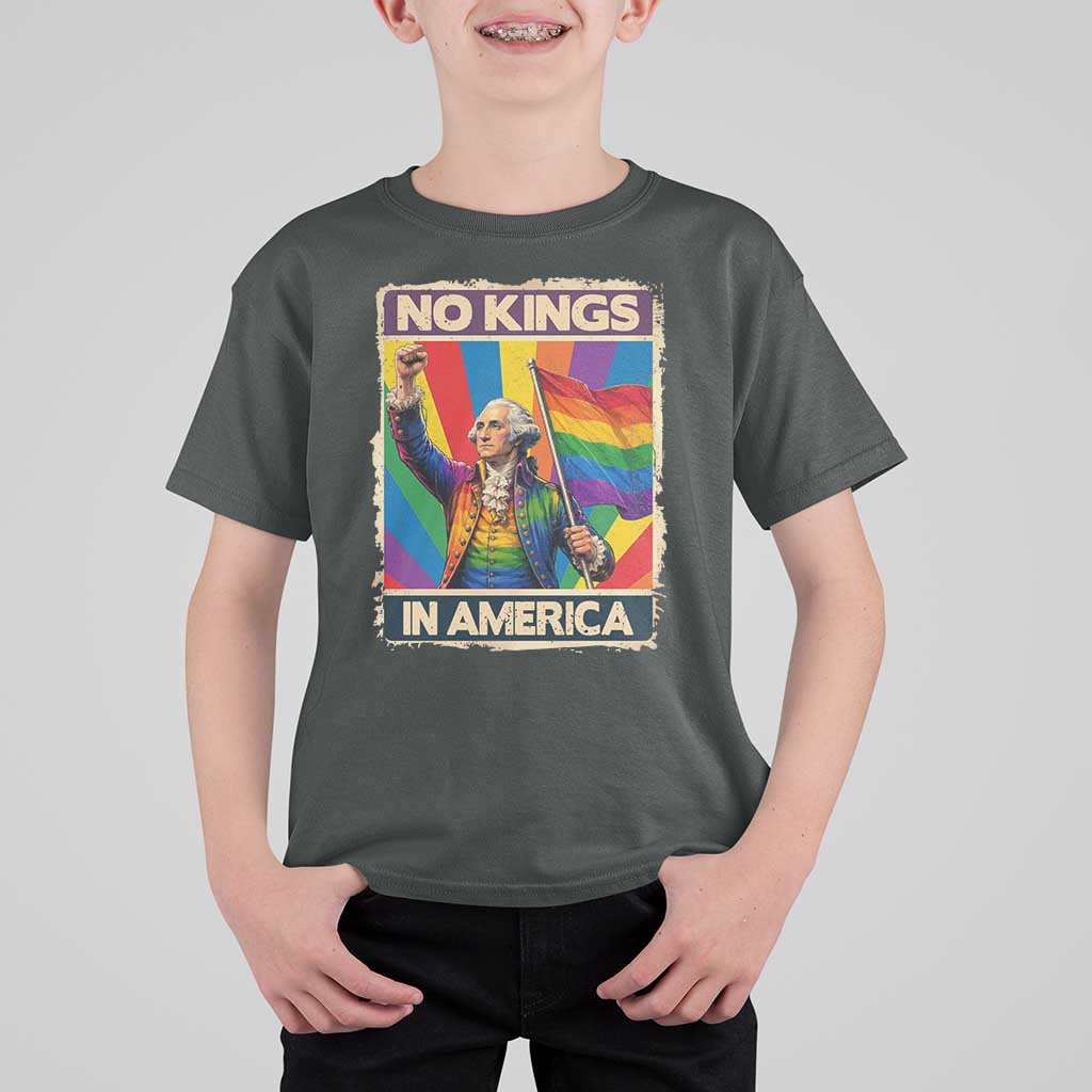 Funny Patriotic LGBT Graphic T Shirt For Kid No Kings In America