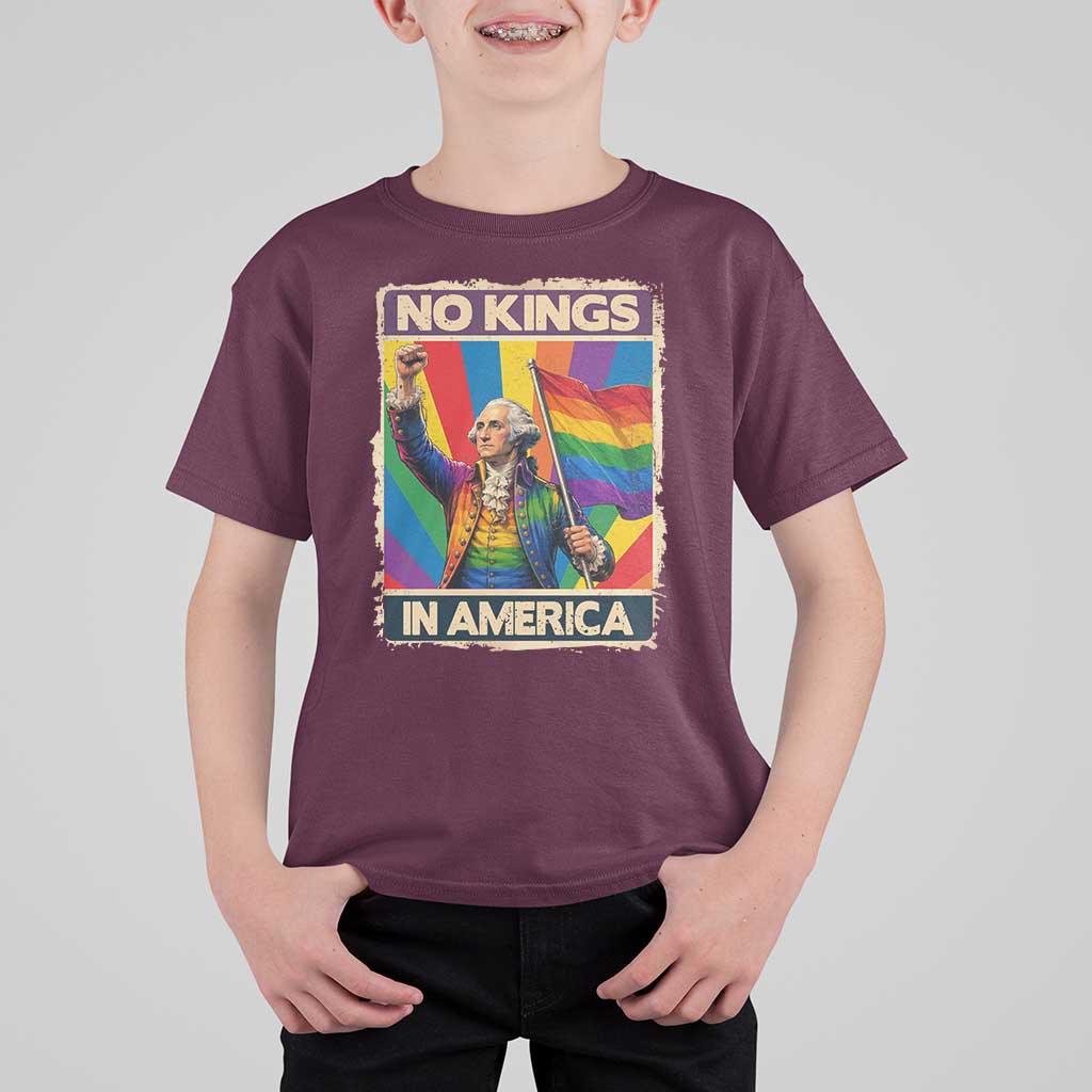 Funny Patriotic LGBT Graphic T Shirt For Kid No Kings In America