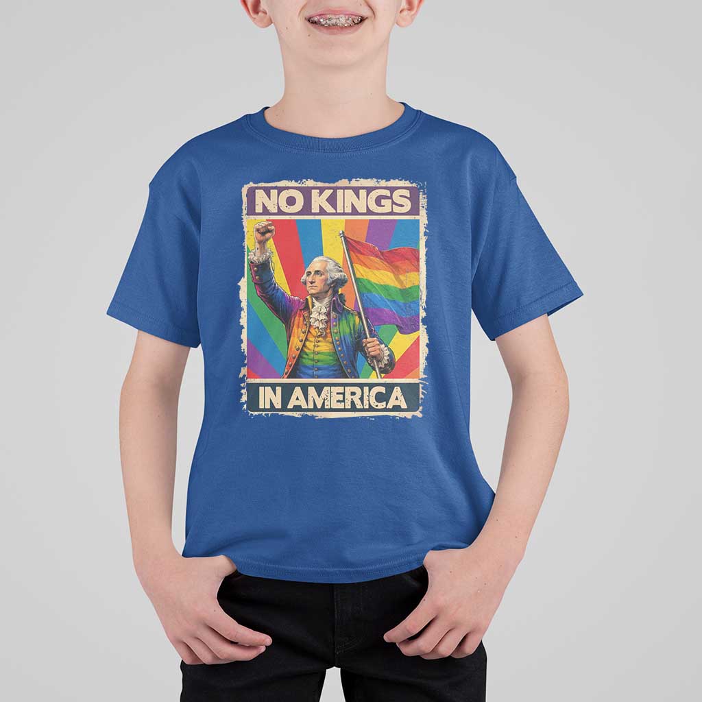 Funny Patriotic LGBT Graphic T Shirt For Kid No Kings In America