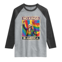 Funny Patriotic LGBT Graphic Raglan Shirt No Kings In America