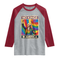 Funny Patriotic LGBT Graphic Raglan Shirt No Kings In America