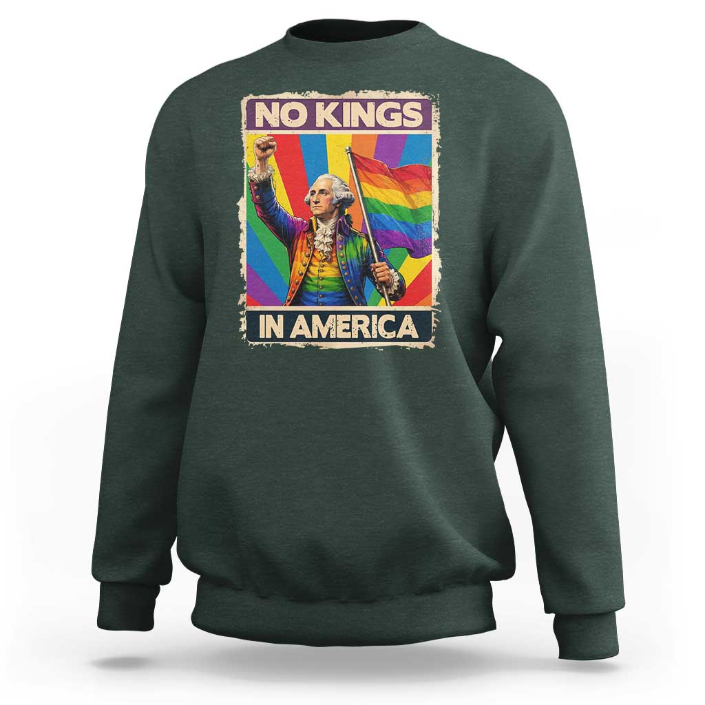 Funny Patriotic LGBT Graphic Sweatshirt No Kings In America