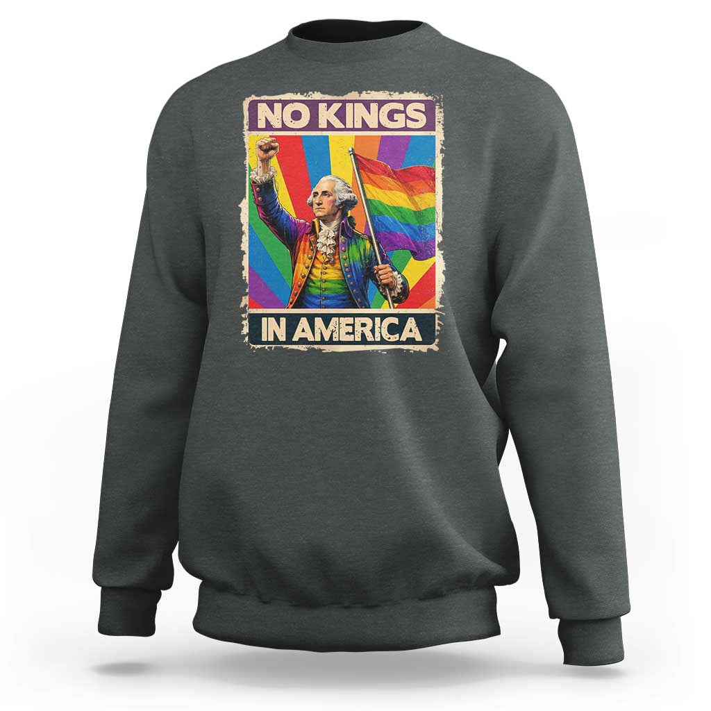 Funny Patriotic LGBT Graphic Sweatshirt No Kings In America