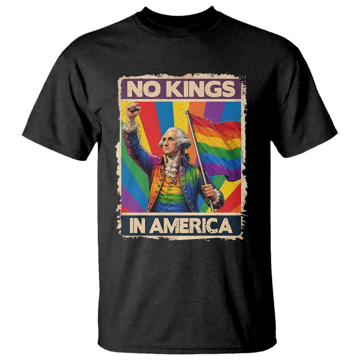Funny Patriotic LGBT Graphic T Shirt No Kings In America
