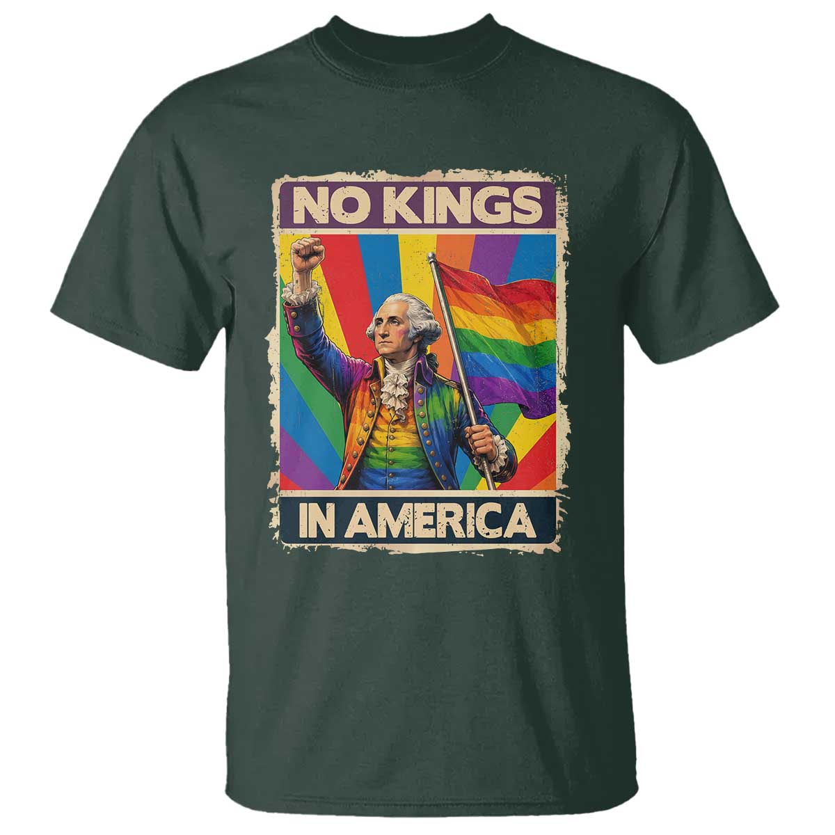 Funny Patriotic LGBT Graphic T Shirt No Kings In America