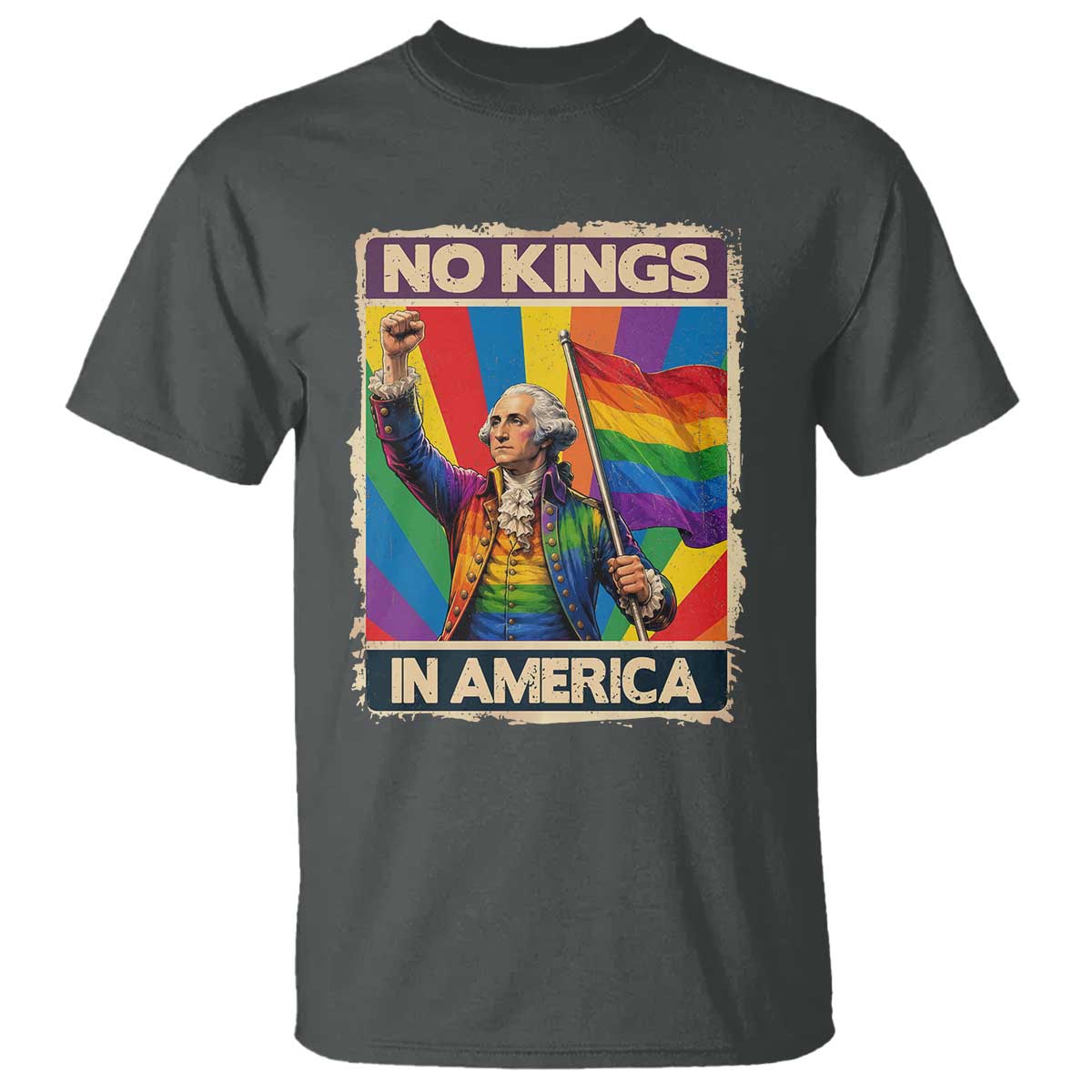 Funny Patriotic LGBT Graphic T Shirt No Kings In America