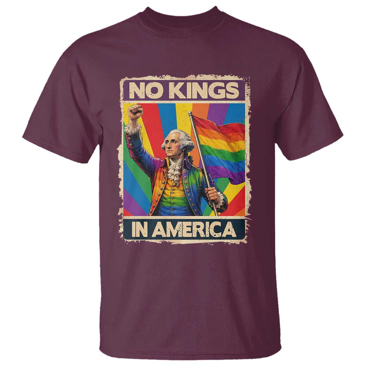 Funny Patriotic LGBT Graphic T Shirt No Kings In America