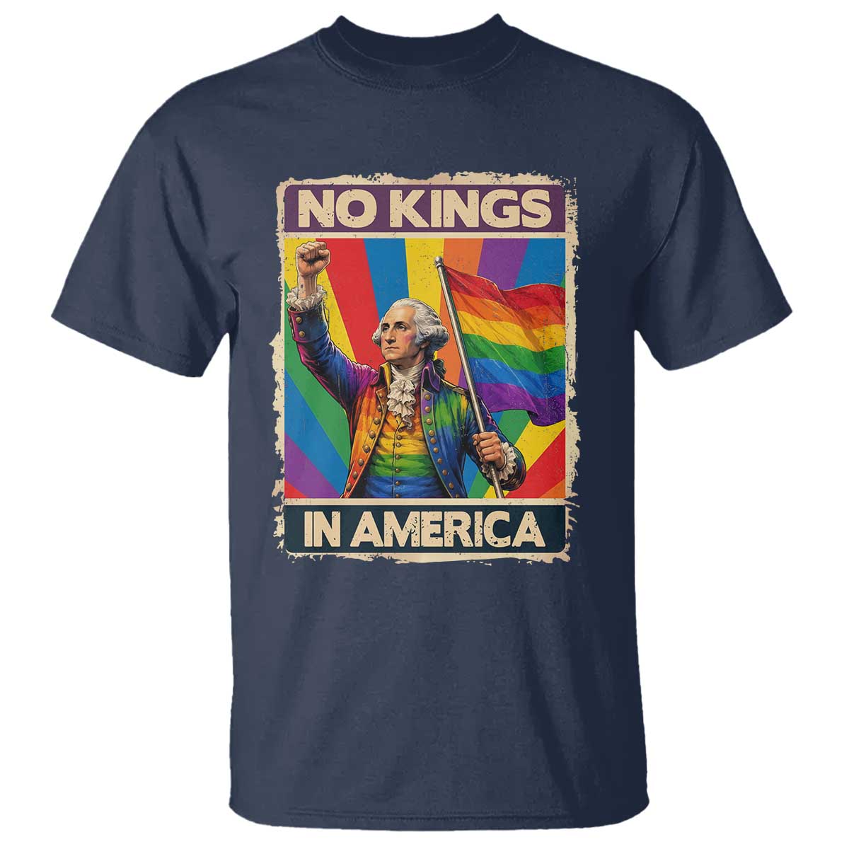 Funny Patriotic LGBT Graphic T Shirt No Kings In America