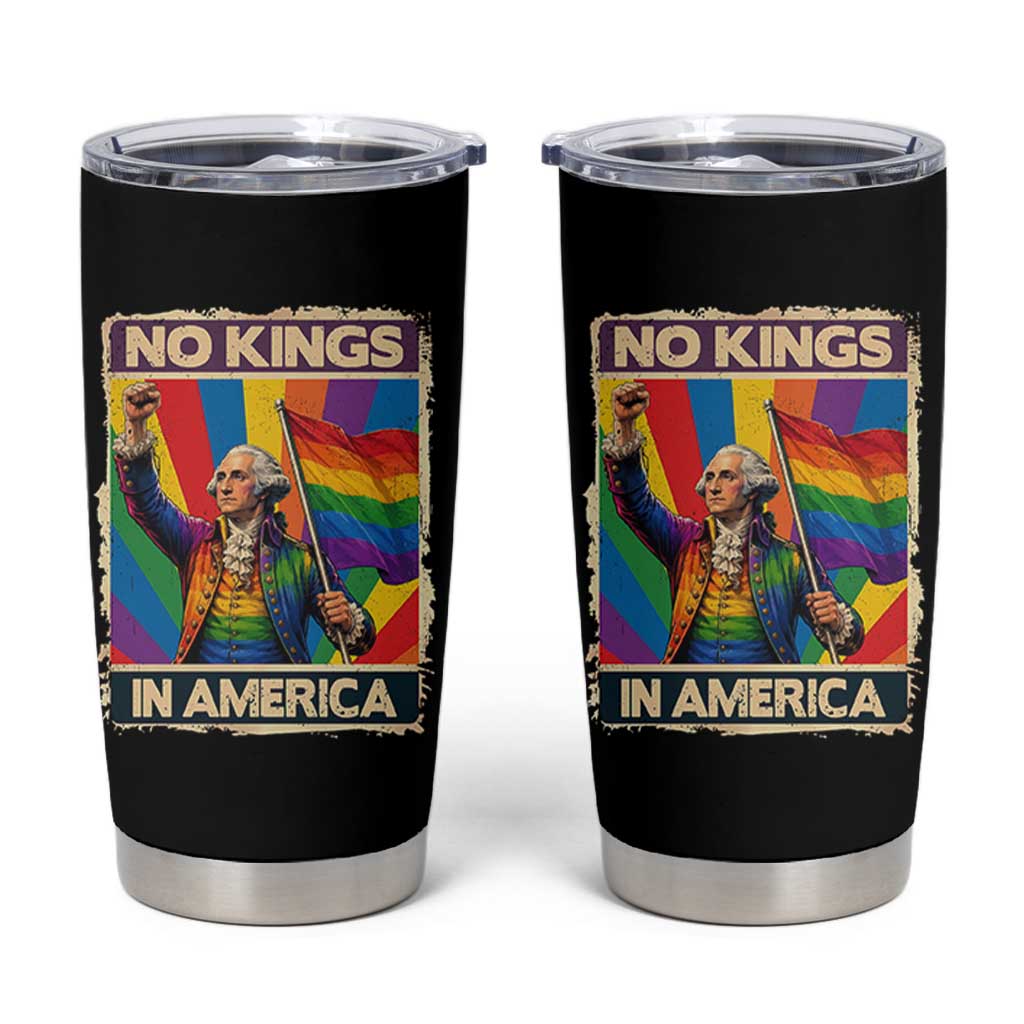 Funny Patriotic LGBT Graphic Tumbler Cup No Kings In America