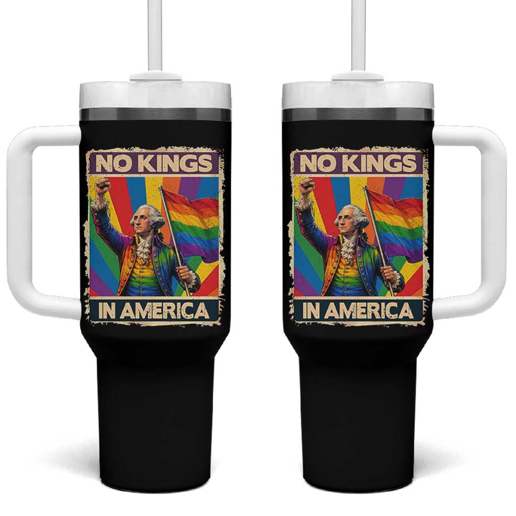 Funny Patriotic LGBT Graphic Tumbler With Handle No Kings In America
