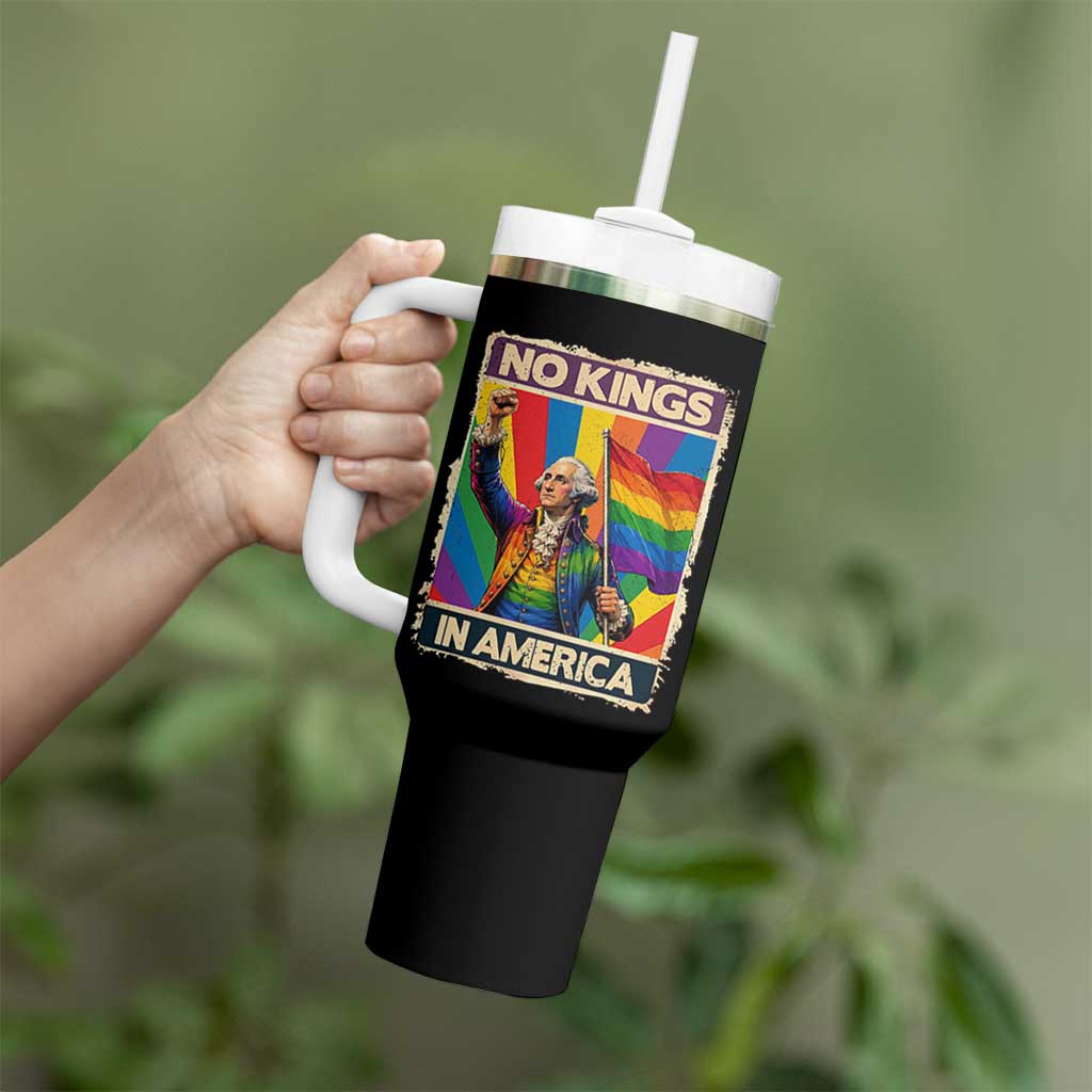 Funny Patriotic LGBT Graphic Tumbler With Handle No Kings In America