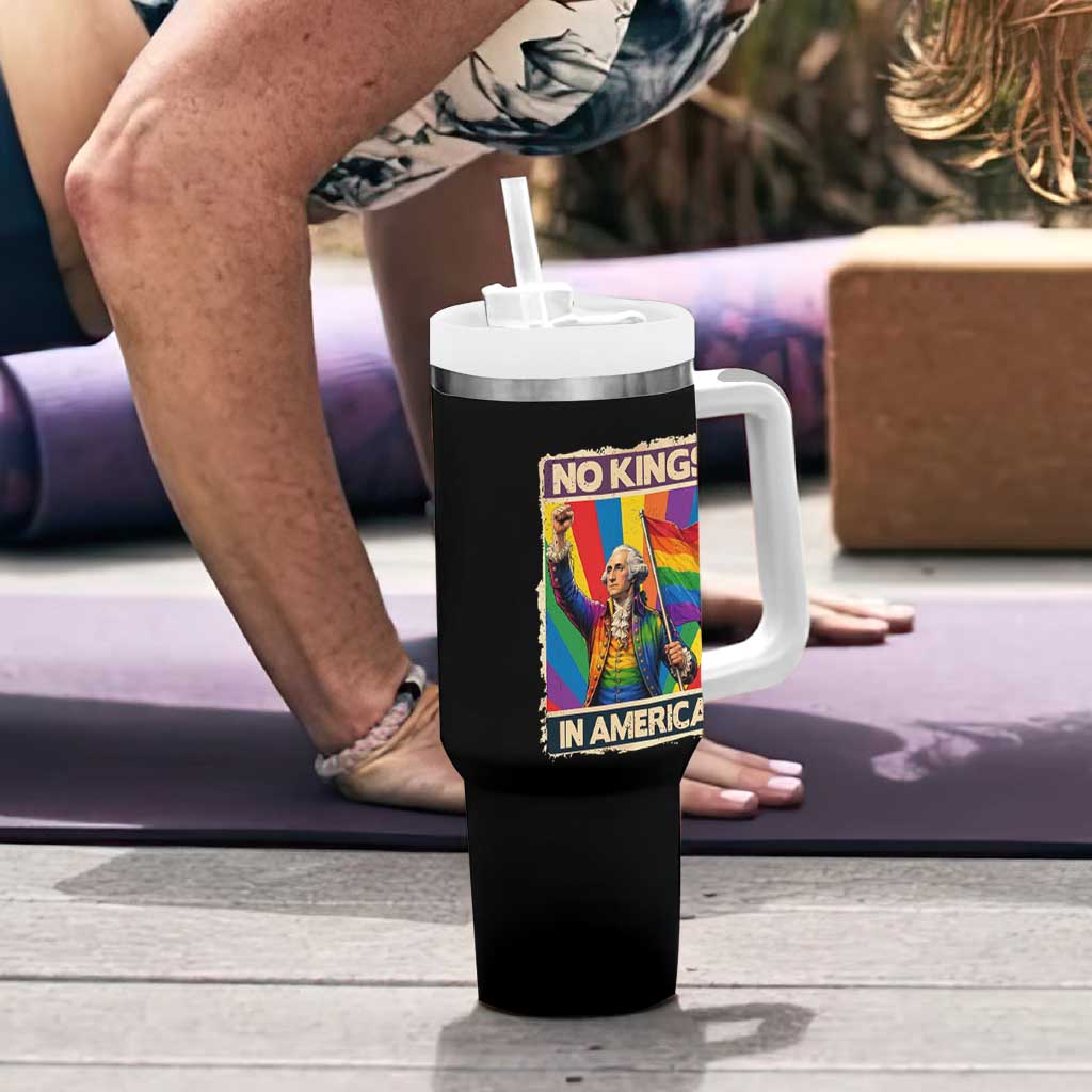 Funny Patriotic LGBT Graphic Tumbler With Handle No Kings In America