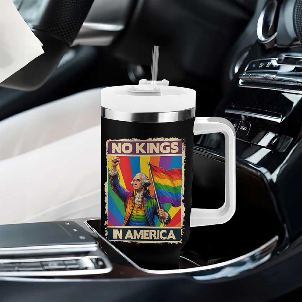 Funny Patriotic LGBT Graphic Tumbler With Handle No Kings In America