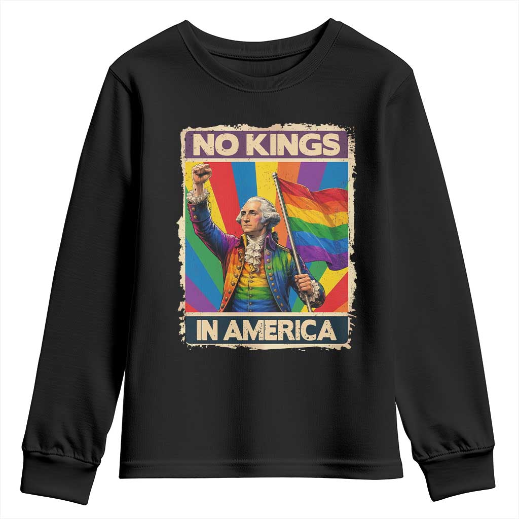 Funny Patriotic LGBT Graphic Youth Sweatshirt No Kings In America