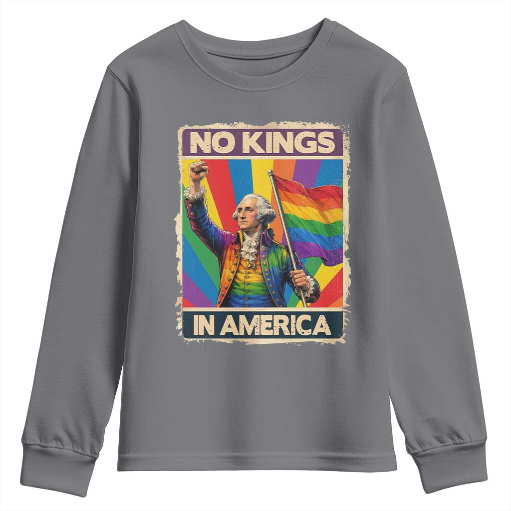 Funny Patriotic LGBT Graphic Youth Sweatshirt No Kings In America
