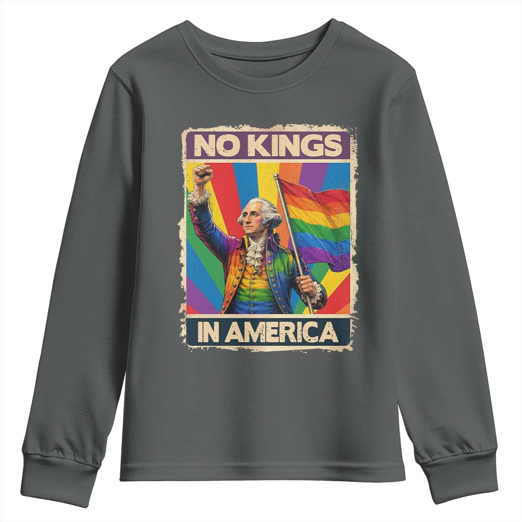 Funny Patriotic LGBT Graphic Youth Sweatshirt No Kings In America