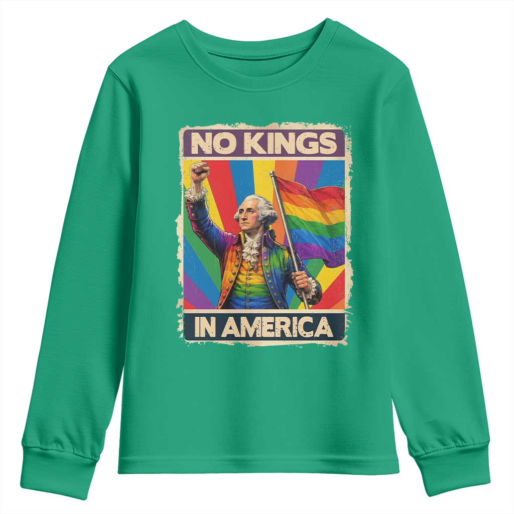 Funny Patriotic LGBT Graphic Youth Sweatshirt No Kings In America