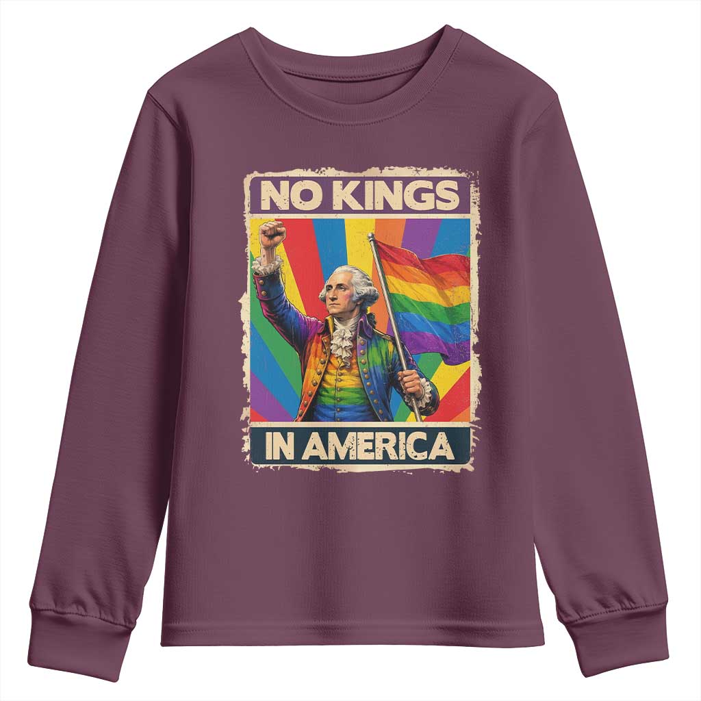 Funny Patriotic LGBT Graphic Youth Sweatshirt No Kings In America