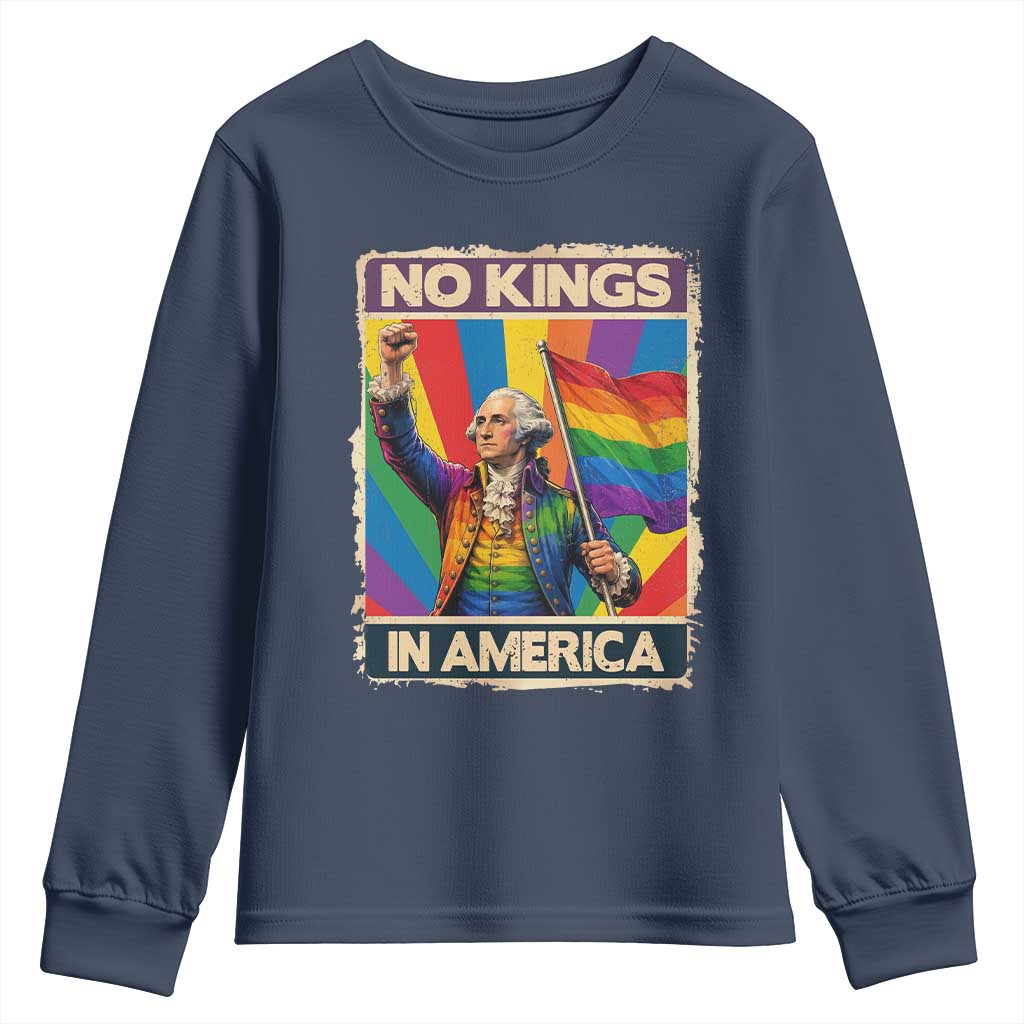 Funny Patriotic LGBT Graphic Youth Sweatshirt No Kings In America
