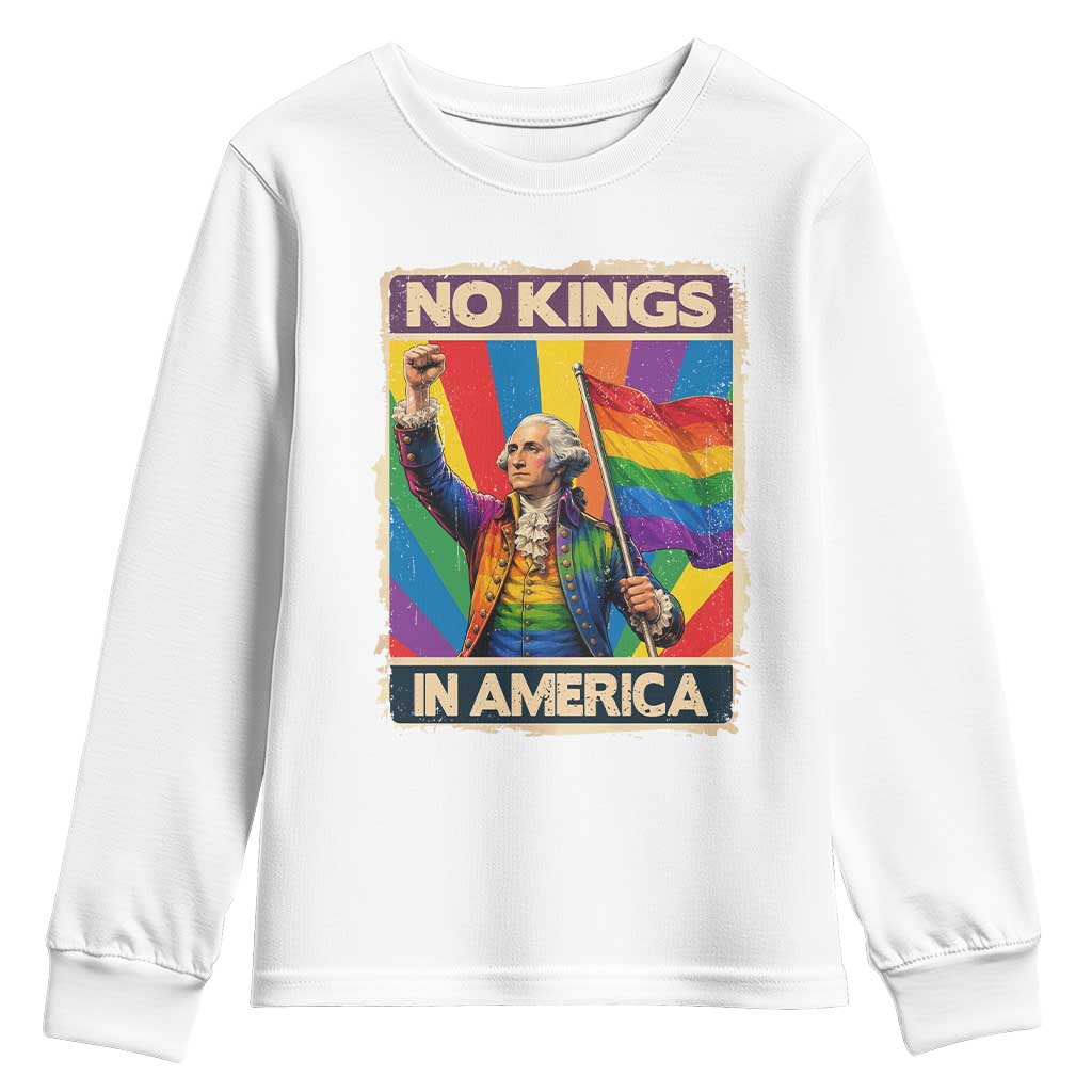 Funny Patriotic LGBT Graphic Youth Sweatshirt No Kings In America