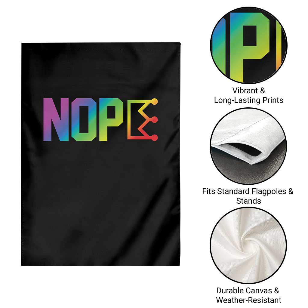 Nope No Kings Graphic Garden Flag Humorous Political Gift
