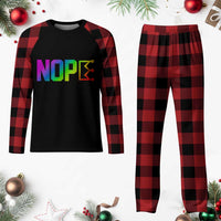 Nope No Kings Graphic Plaid Pajama Set Humorous Political Gift