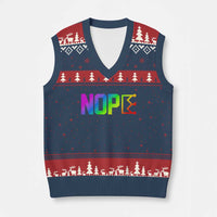 Nope No Kings Graphic V-Neck Knit Sweater Vest Humorous Political Gift
