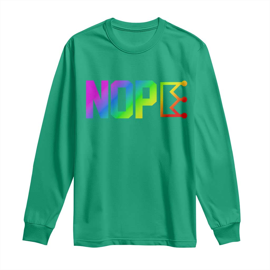 Nope No Kings Graphic Long Sleeve Shirt Humorous Political Gift
