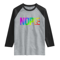 Nope No Kings Graphic Raglan Shirt Humorous Political Gift