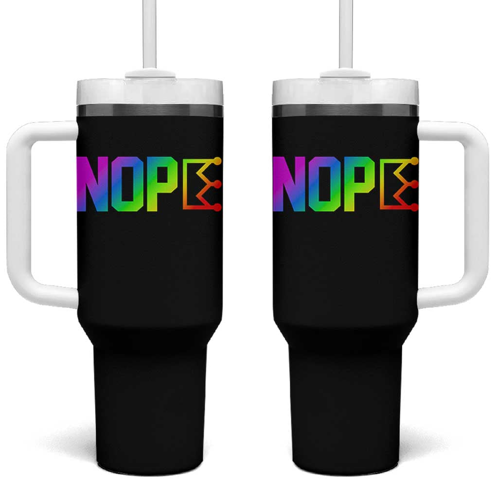 Nope No Kings Graphic Tumbler With Handle Humorous Political Gift